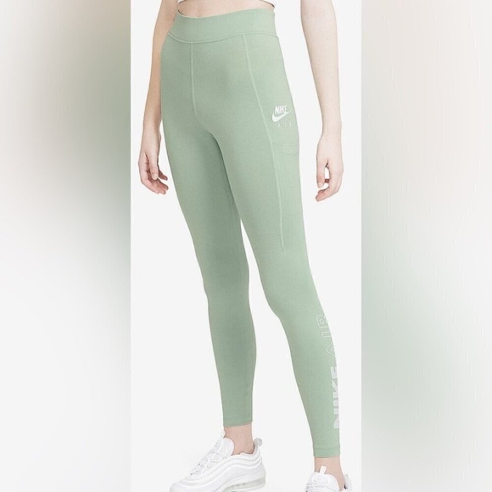 Nike Air Sportswear Mint Green High Waisted Cotton Leggings With Pockets Sz S